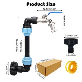 IWTBNOA IBC Tank Gooseneck, IBC Gooseneck 3/4 Inch Outlet Tap with Adapter Brass Tap, IBC Tank S60 x 6 Stopcock for 1000 L Rainwater Tank, Rain Barrel, Water Barrel, IBC Container Accessories
