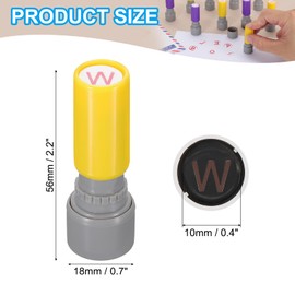 PATIKIL 10mm Letter Stamp, W Alphabet Stamp Mini Automatic Ink Stamp Plastic Ink Stamp Set, Teacher, Classroom, Scrapbooking, Red Ink, Yellow Shell