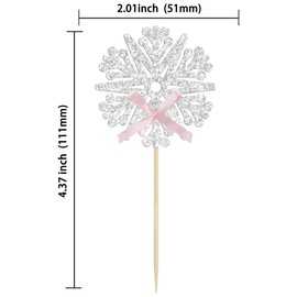 24 piezas de adornos de copos de nieve con purpurina para magdalenas, copos de nieve, copos de nieve, copos de nieve, decoraciones de género, decoración de pasteles, decoración de baby shower, temática de invierno, Navidad, fiesta, suministros de decorac