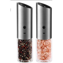 Generic Easy use rechargeable USB ceramic BURR manual Spice Mill Gravity Electric Salt and Pepper Grinder with LED light, Medium, Clear, 1050061
