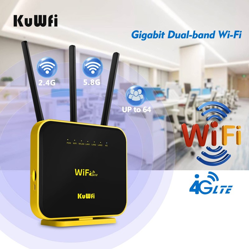KuWFi Hotspot 4G LTE No SIM Card Router 1200Mbps Dual