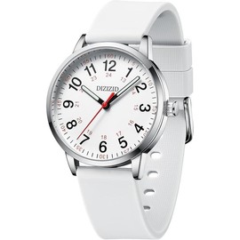 Watch for Medical Professionals and Students, Military Time Waterproof Luminous Easy Read Dial, 24 Hour with Second Hand, Wrist Watches for Women - Colour: White