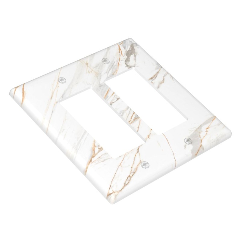 Lhdlnn White Gold Marble Light Switch Cover Decorative Double Rocker