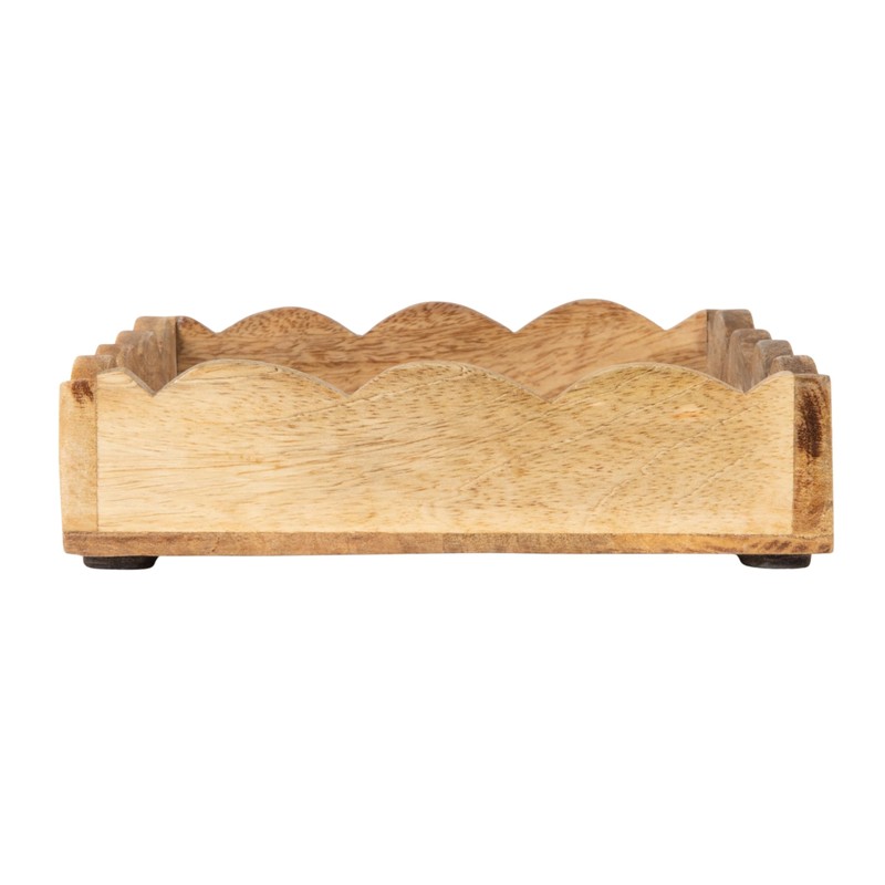 Creative Co-Op Mango Wood Scalloped Tray, Natural