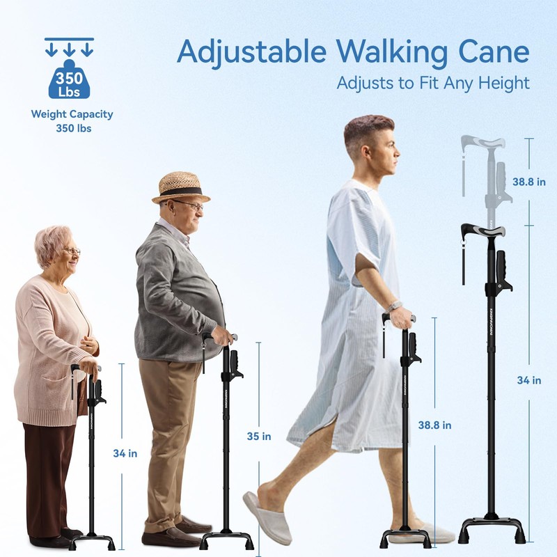 KingPavonini Walking Cane for Women/Men with Second Handle, Foldable &