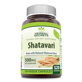 Herbal Secrets Suplemento de Shatavari | 500 Mg por Porción | 120 Cápsulas Vegetales | Sin OGM | Sin Gluten | Hecho en EE. UU.