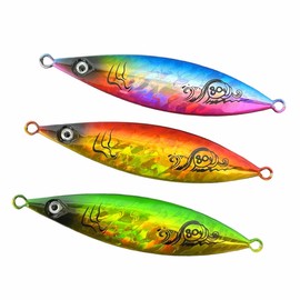 TackleTime Metal Jig, 1.4 oz (40 g), 60 g, 80 g, 100 g, 120 g, 150 g, 200 g, 3 Color Set, Throw, Blue Flounder, Flatfish, Lure, Shore Offshore (3 Colors Set)