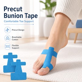 Precut Kinesiology Tape for Bunion Support – 10 Breathable Cotton Strips for Comfortable Daily Big Toe Support