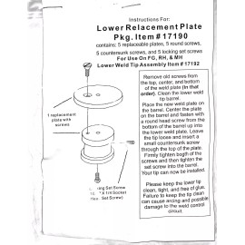 LOWER WELD PLATE #17190 FOR Duro Dyne FG, RH, & MH Pinspotters