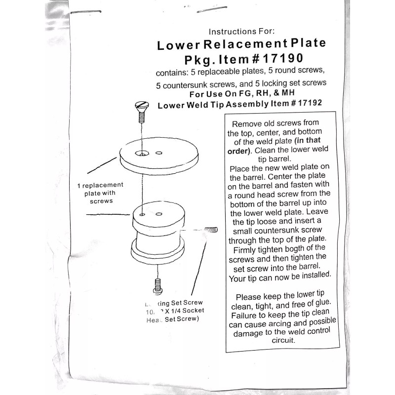LOWER WELD PLATE #17190 FOR Duro Dyne FG, RH, &