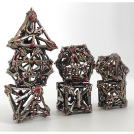 FOXBITE 7 Pcs Metal Dice Set Bronze Blood D&D Dice Set, Polyhedral Dice Set for Dungeons and Dragons Dice, Blood Spattered Role Playing Dice Set, D+D RPG D and D Dice D20 D12 D10 D8 D6 D4 (Bard)