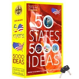 50 States Real Pages Book Safe with Key Lock,Money Safe Book Storage Lock Boxes for Personal Items Large Capacity Diversion Safes Hold Phone,Cash