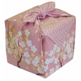 Furoshiki Japanese Wrapping Cloth Fabric 27.6"(70cm) Large Size Reusable Eco Gift Wrap Paper Ukiyo-e, Square for Christmas Birthday Gift Wrapping Bento Lunch Bags (Cherry Blossom Trees, 27.6 inches)