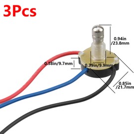 Antrader 3Pcs Push Button Rotary Switch,6A 125V Brass Replacement Part Tools,Metal Up Shell with Removable Knob,Replacement Repair Kits for Desk Lamps Ceiling Fans Incandescent Bulb,Chrome