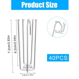 Pack of 40 curtain hooks, stainless steel curtain hooks, 4 prong curtain hooks, metal curtain, curtain hooks, stainless steel curtain hooks for curtains and curtain rings