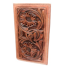 JF Equestrian Unisex Genuine Leather Western Cowboy Style Wallet Brown, brown