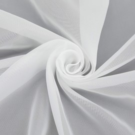 Eslir Panel Curtain with Ruffled Tape, Kitchen / Bistro Curtains, Transparent Curtains with Satin Ribbon, Voile, Pack of 1