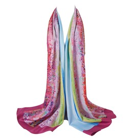 Bellonesc women scarves 100% silk fashion lightweight painting scarfs for women (pink)