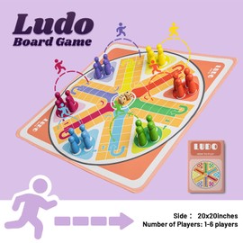20 Inches Ludo Board Game,2-6 Players Ludo Game for Adults,Ludo & Parcheesi Board Games Suitable for Family Gathering & Party Night (Ludo Instruction Included)