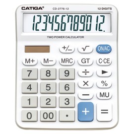 Premium Commercial 12-Digit Large Desktop Calculator with Huge 5-Inch LCD Display Screen, Giant Responsive Buttons, Battery and Solar Powered, Perfect for Home/Office Accounting Finance Use, CD-2776