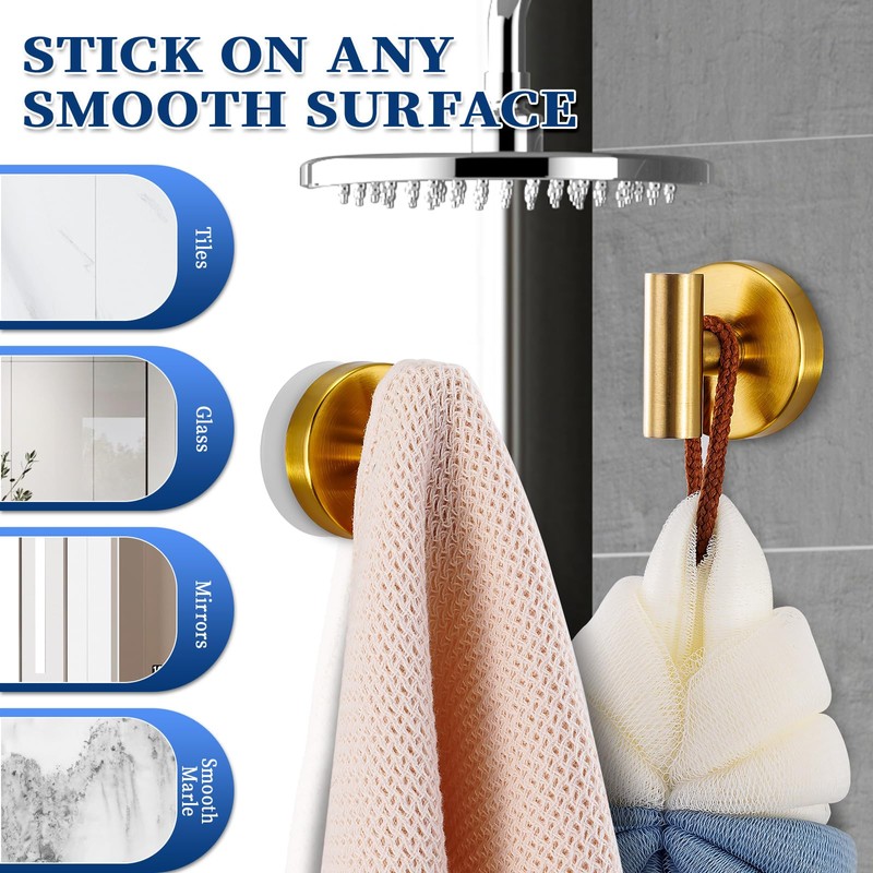 warlve Suction Cup Hooks No Drill Stainless Steel Shower Hooks