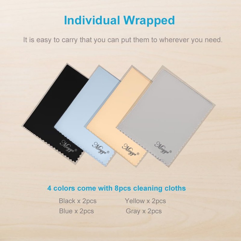 Mcyye 8 PCS Microfiber Cleaning Cloth for Glasses (6"x7"), Premium