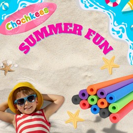 Chochkees Floating Pool Noodles Foam Tube 2-Pack, Thick Hollow Noodles for Floating in The Swimming Pool, 52" Inches Long (Bown)