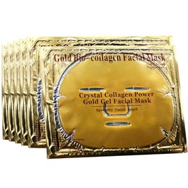 6 máscaras de gel de colágeno de 24 quilates, tratamiento facial, máscara hidratante profunda para la piel antiedad, antihinchazón, antiarrugas y revitalizante, Dorado