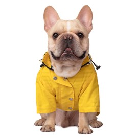 HDE Dog Raincoat Double Layer Zip Rain Jacket with Hood for Small to Large Dogs Yellow - M