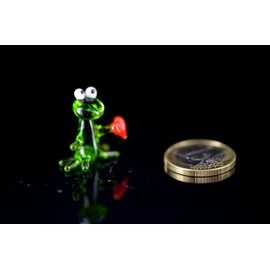 Green Frog Mini with Heart - Glass Figurine Green - Glass Figurine Decorative Display Case