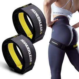 MANUEKLEAR Blood Flow Restriction Bands with Non Slip for Working Out to Occlusion Training, Exercise Glutes Occlusion Bands - Colour: Black-yellow