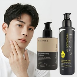 First Pick Bera Men's Skin 200ml + The Sun Sun Lotion (Sunscreen function added) 200ml All-in-one Set Bera / 퍼스트픽 페라 남성스킨 200ml + 더선 선로션(선크림 기능추가) 200ml 올인원 세트 페라