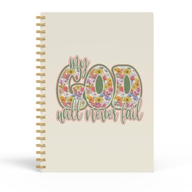 Evcprz Trendy Floral Christian Spiral Notebook, My God Will Never Fail Bible Scripture Journal, Religious Prayer Journals for Woman, Faith Based Gifts, Church Notes Notebooks 5.5x8.3 Inch