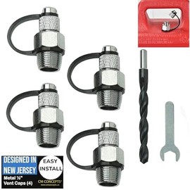 CM Concepts® Gas Can 1/2" Vent Caps, Easy Install, Chrome Brass, for 1/2 inch hole, Designed in USA (4)