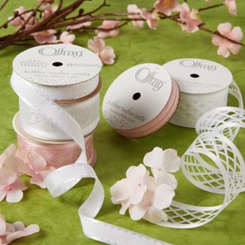 Offray 1.5" Wide Sheer Edge Satin Craft and Decorative Ribbon, 9 Total Feet, Pink