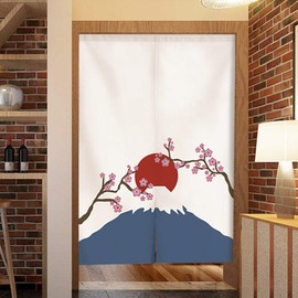 RLoncomix Japanese Noren Doorway Curtain Tapestry Hokusai Ukiyoe Mount Fuji Door Curtain Kitchen Bistro Home Decoration, 33 x 35 inches
