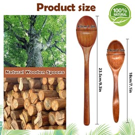 Long Handle Wooden Spoons, 9.25'' Wooden Mixing Spoons Soup Spoon Wood Table Spoons Small Wooden Cooking Spoons for Baking, Stirring (3pcs)