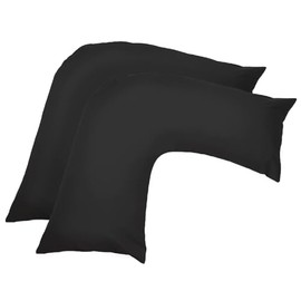 V Shaped Pillow Case Cover - 2 Pack Poly-Cotton Orthopedic Pillowcase To Fit V shape pillows For Back, Neck & Leg Support in Pregnancy, Maternity & Orthopaedic - Body Support Pillow… (Black)