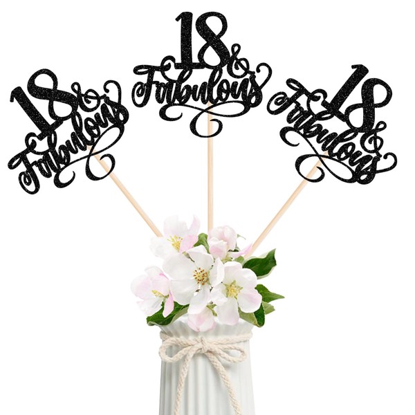 YCTHUNFISH 12 Pack 18 & Fabulous Centerpiece Sticks Assembled Glitter
