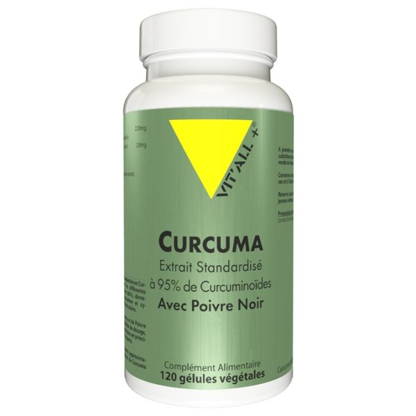 Vitall+ Curcuma 220 mg Extraits Standardisés avec Poivre Noir 120 gélules végétales