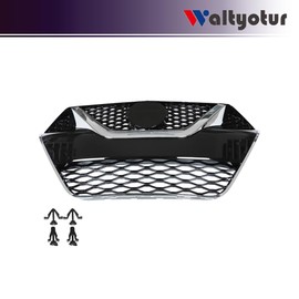 waltyotur Black Silver with Chrome Molding Grille Front Grille Assembly Replacement for Nissan Maxima 2016 2017