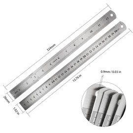 ZEONHAK 30 Pack 12 Inches Stainless Steel Rulers, Precision Metal Ruler with Conversion Table, Straight Edge Ruler for School, Office, Woodworking, Engineering