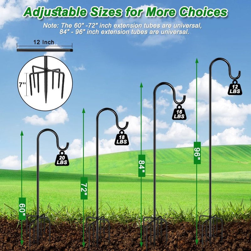 ANIDEER 60" Shephards Hook for Outdoor, Heavy Duty Bird Feeder