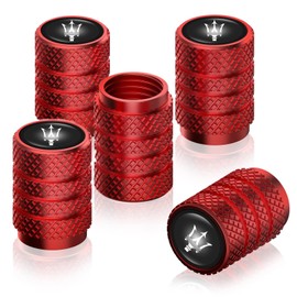 AULPEE 5pcs Car Tire Valve Stem Caps Textured Design Decorative Accessories Aluminum Corrosion Resistant Car Tire Valve Stem Cap Leak-Proof Tire Air Cap (Maser Red)