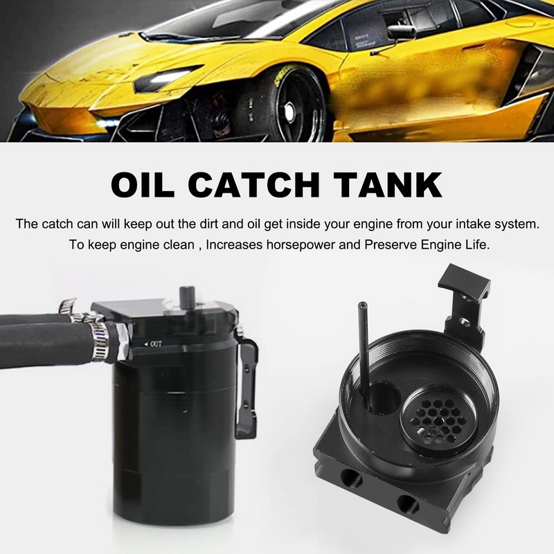RULLINE Oil Catch Can Kit Oil Separator Reservoir Tank Engine