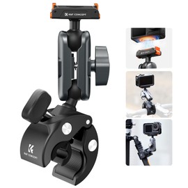 K&F CONCEPT Magnetic Super Clamp for Osmo Action 5 Pro / 4 / 3 / Osmo 360 Bicycle/Bike Mount for Action Cameras, Universal Clamp for 0.3 - 1.6 inches (8 - 40 mm), Rotatable 360°, Aluminum Alloy + Nylon, Load Capacity 2.2 lbs (1 kg) (When Riding), Magneti
