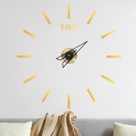 M METERXITY 1-Pack 3D DIY Wall Clock,28 Inch Modern Frameless Silent Clock Decor with No Number for Living Room/Office/Home/Surface Wall Decor [Gold]