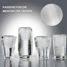 DINGHENG Teesieb Teefilter und Deckel/Abtropfschale, 2 Stück 304 Edelstahl Tee-Sieb für losen Tee,Premium Sieb,Faltbare Griffgestaltung Passend für die Meisten Tee-Tassen und Tee-Schalen