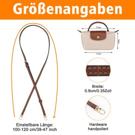 Shoulder Strap Compatible with Longchamp Women's Bag, No-Punch, Adjustable Leather Replacement Strap, Shoulder Strap, Suitable for Mini Size, brown