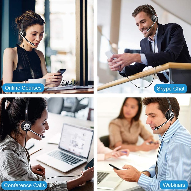 Wantek Binaural 3.5 mm Headphones for Phone, with Noise Cancelling